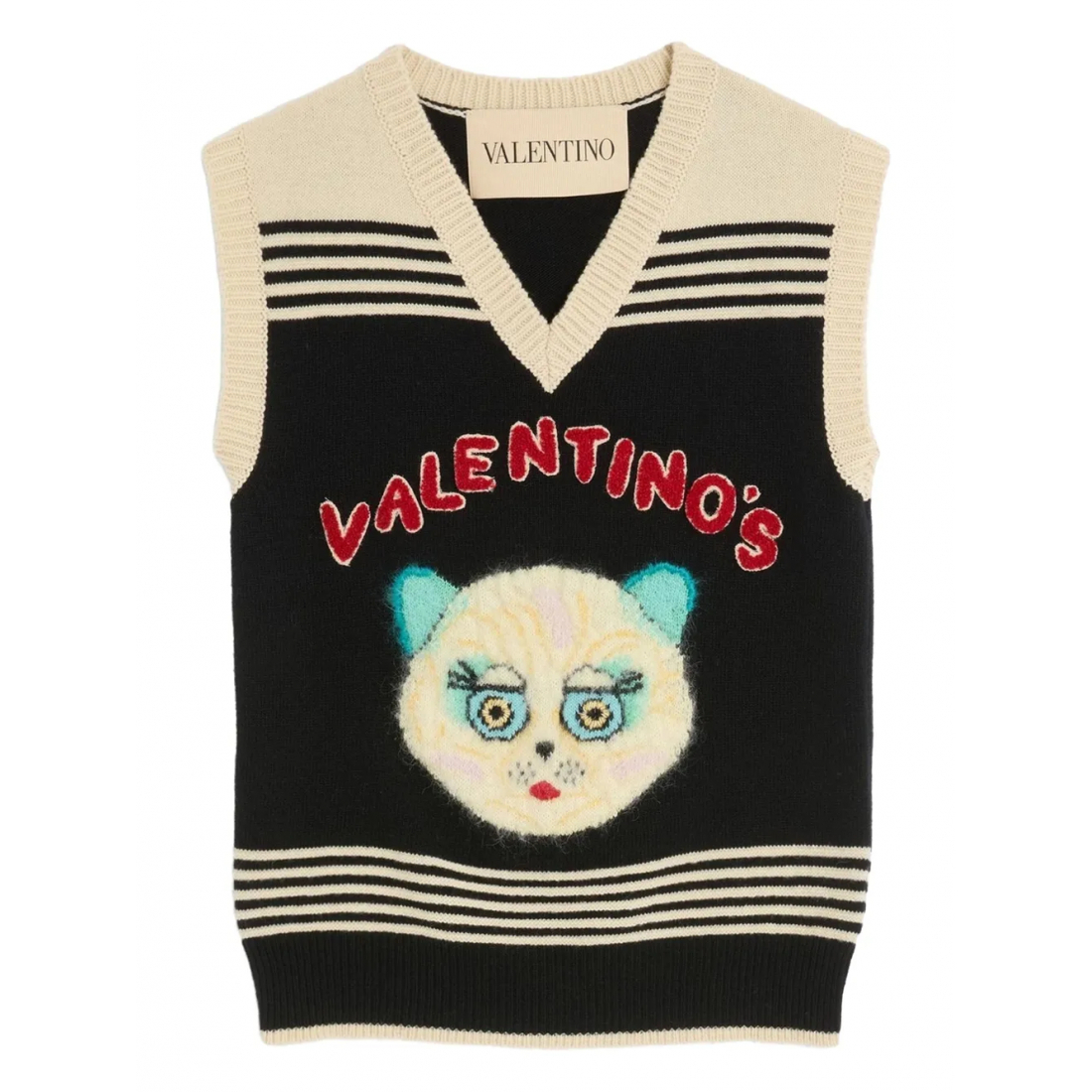 'Cat-Motif Stripe-Detail' Weste für Damen