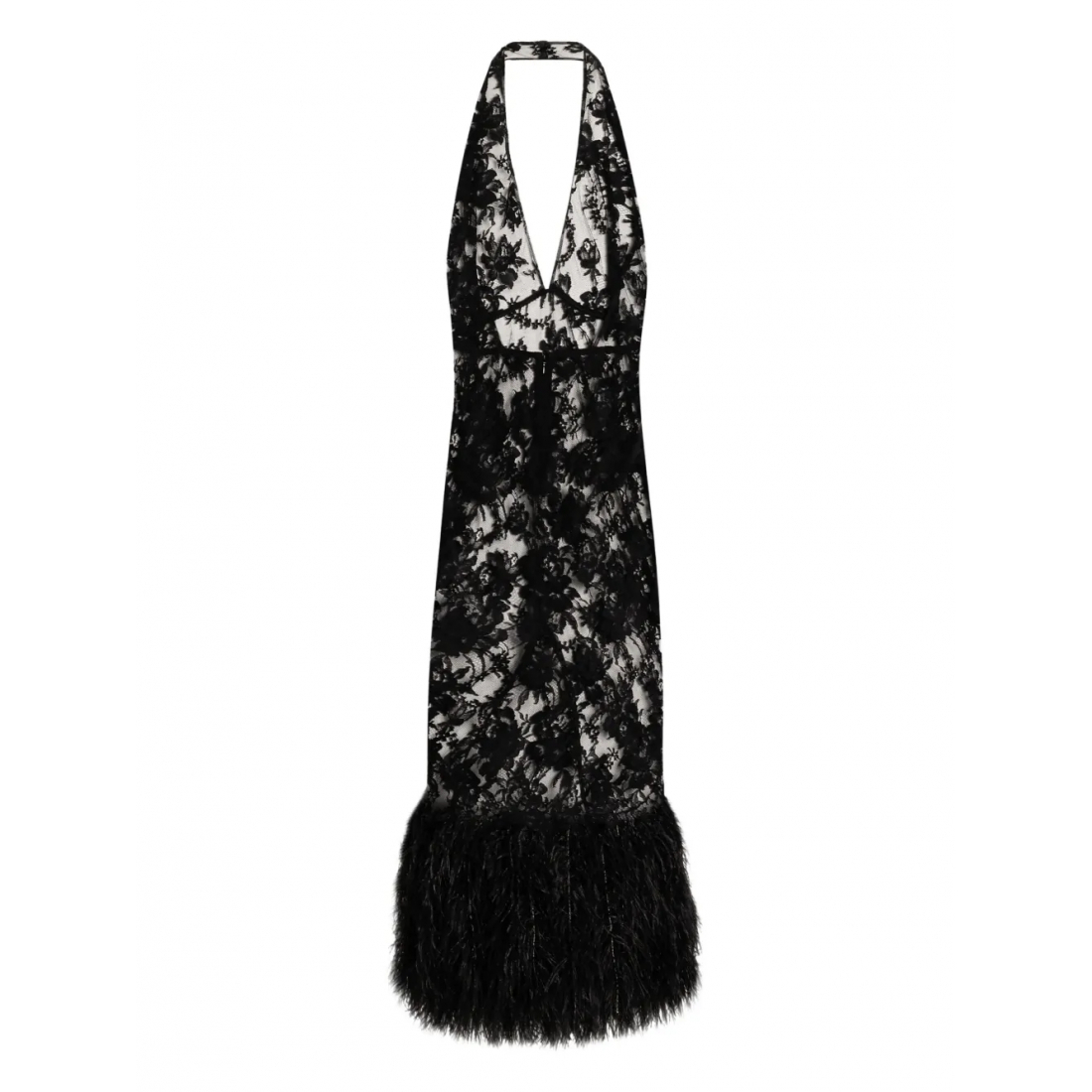 Robe maxi 'Feather-Trimmed Lace' pour Femmes