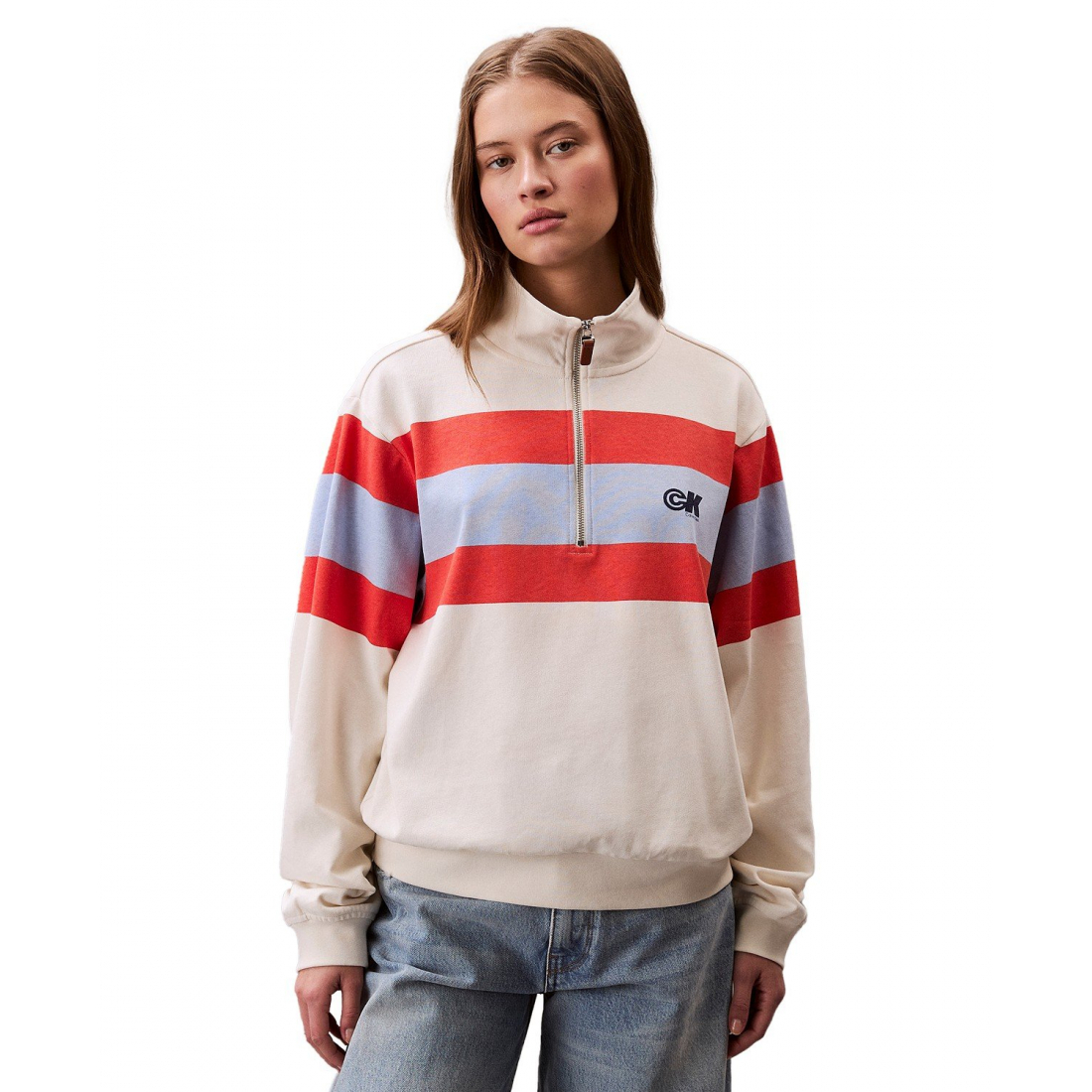Sweatshirt 'Rugby Stripe Half-Zip' pour Femmes