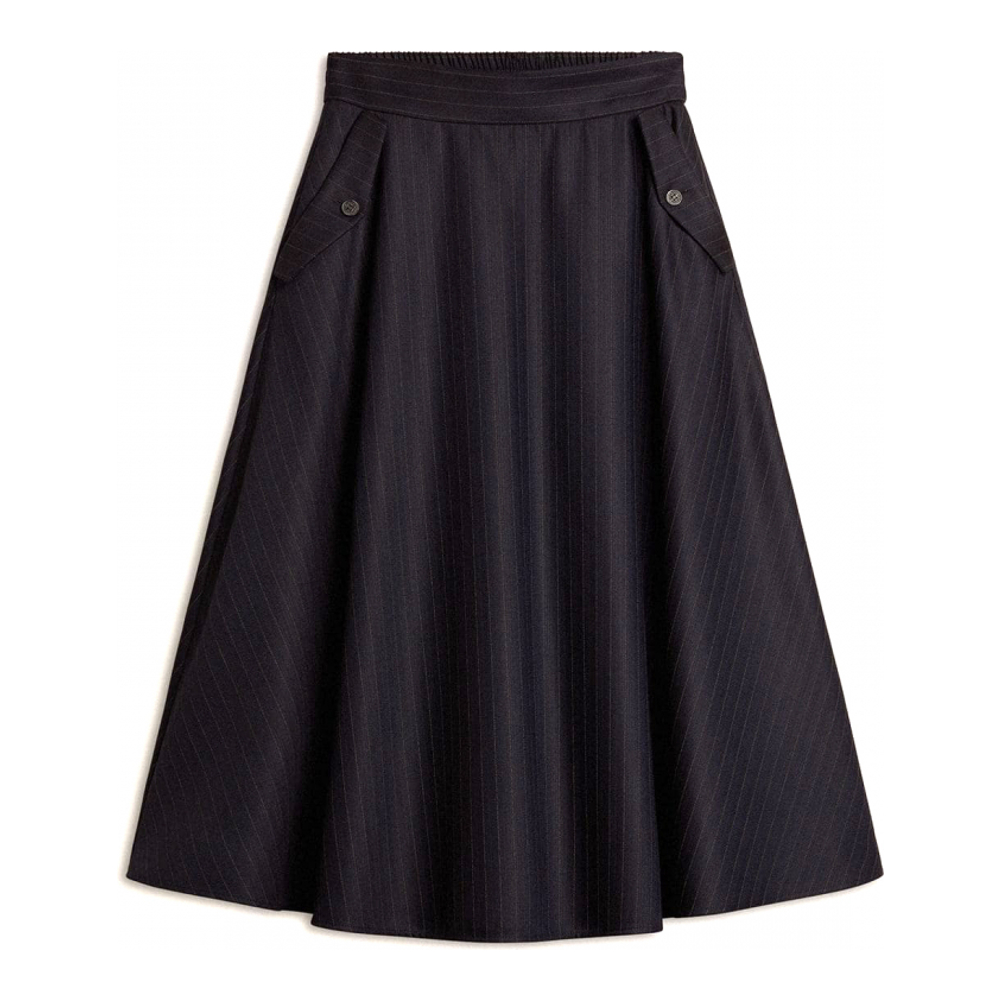 Women's 'Pinstriped Logo-Detail' Midi Skirt