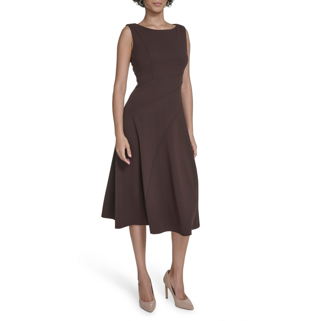 Robe A-line 'Crepe Seam Midi' pour Femmes