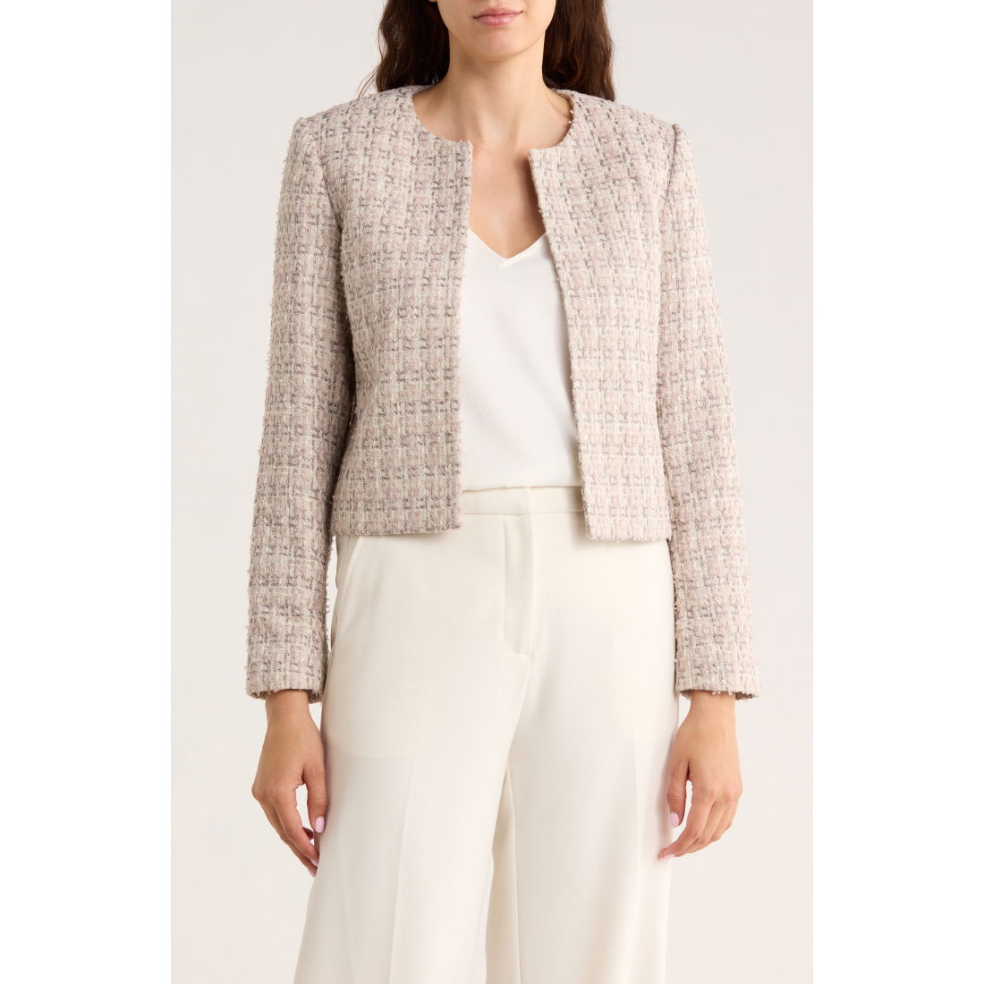 Veste courte 'Open Front Tweed' pour Femmes