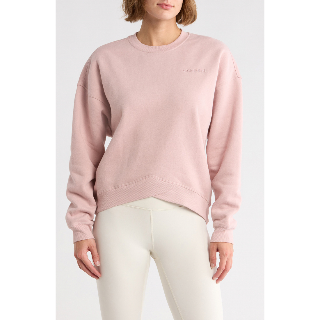 Sweatshirt 'Embroidered Logo Crossover Hem' pour Femmes