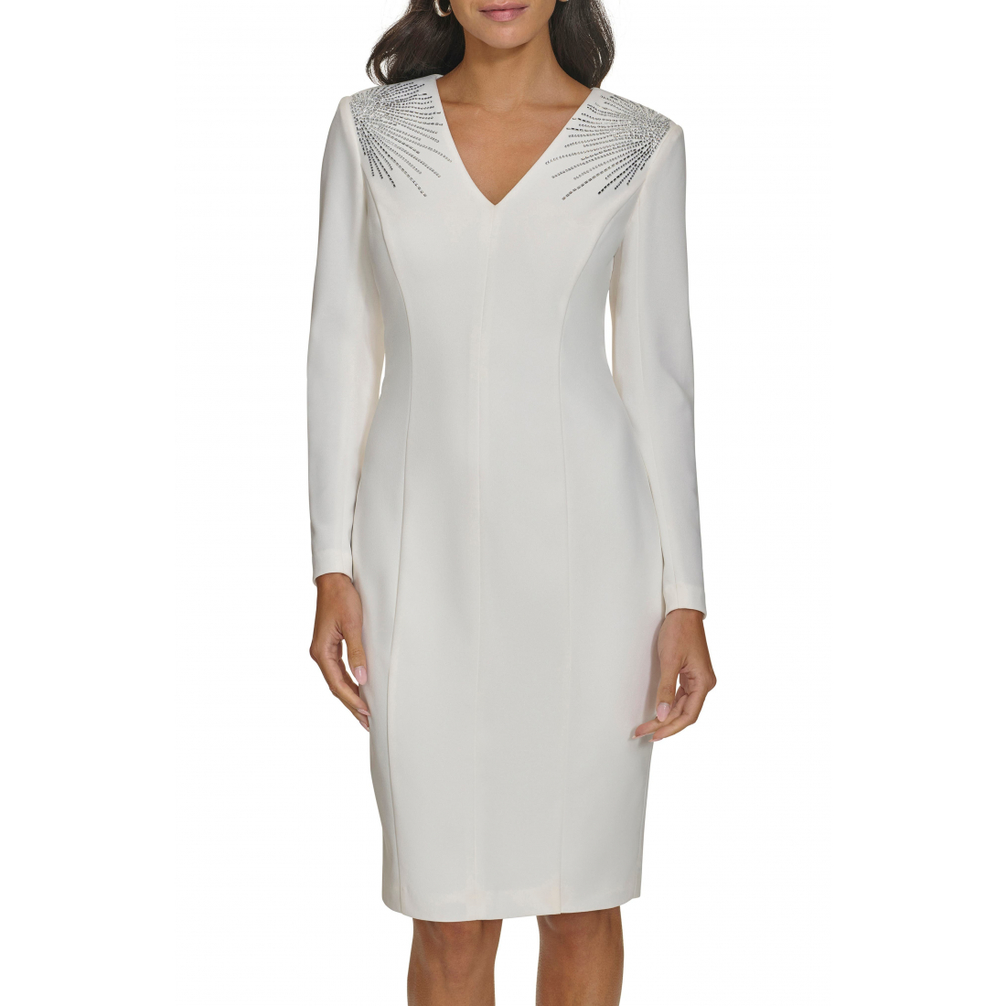 Women's 'Embellished Shoulder Long Sleeve' Sheath Dress