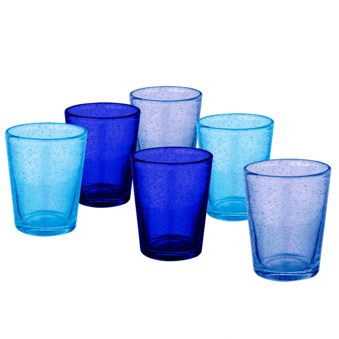 Matera Set 6 Mehrfarbige Blaue Trinkgläser