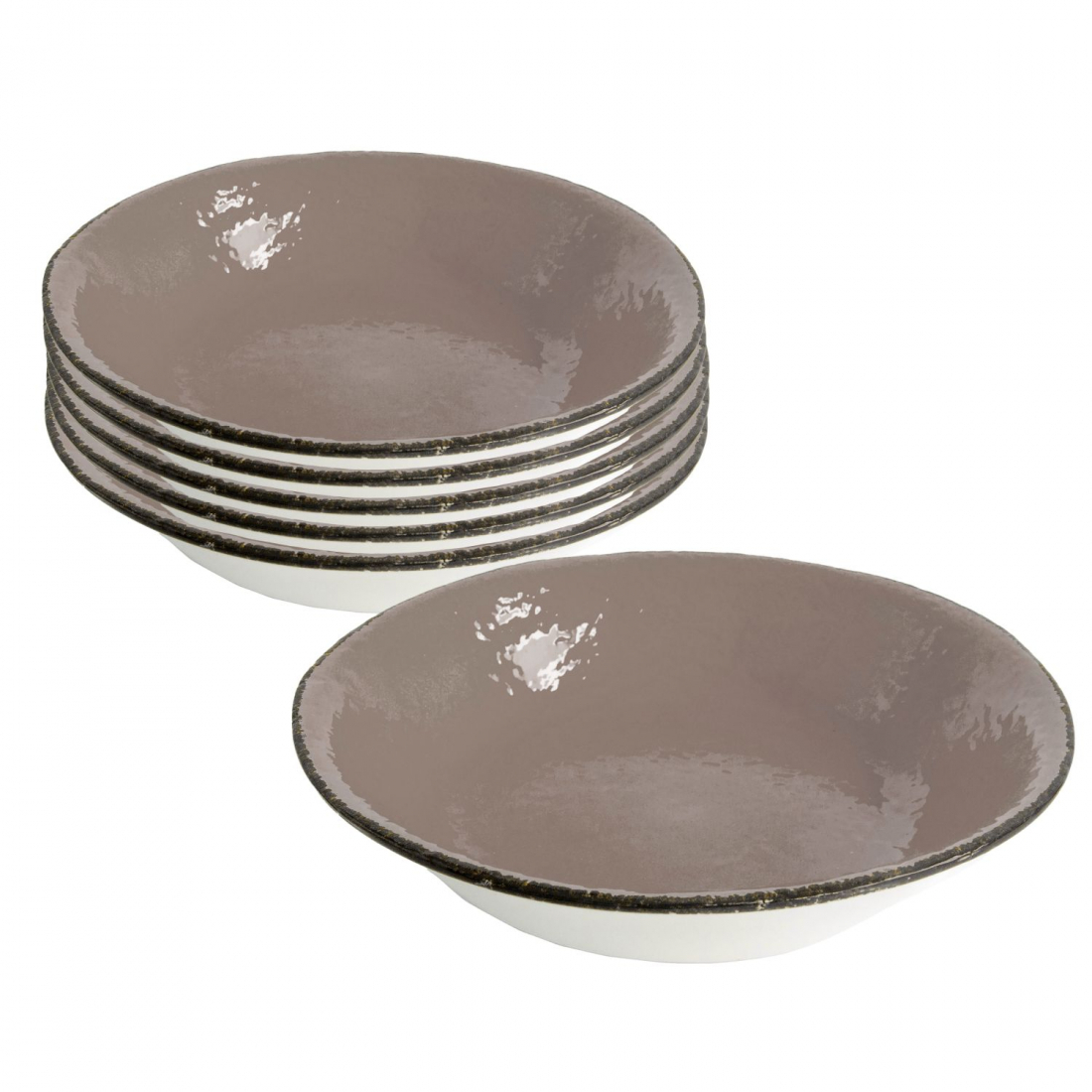 Preta Set Mit 6 21 Cm Tiefen Tellern Aus Schlammkeramik