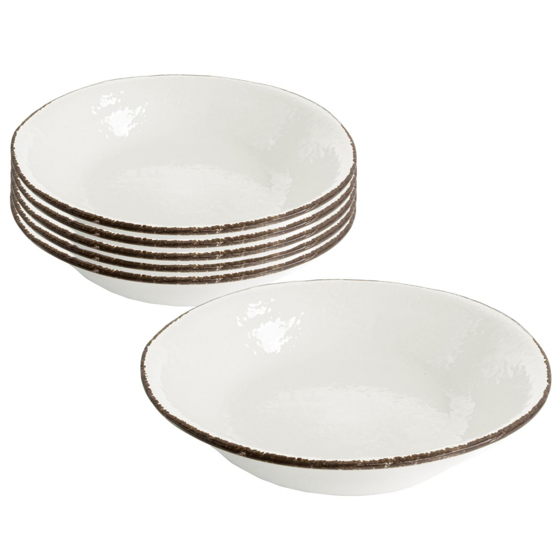 Preta Lot De 6 Assiettes Creuses De 21 Cm En Céramique Lait