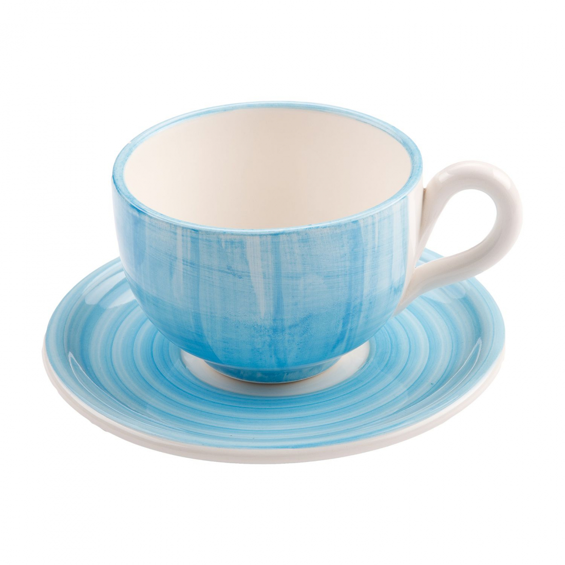 Positano Frühstückstasse Mit Blauer Untertasse