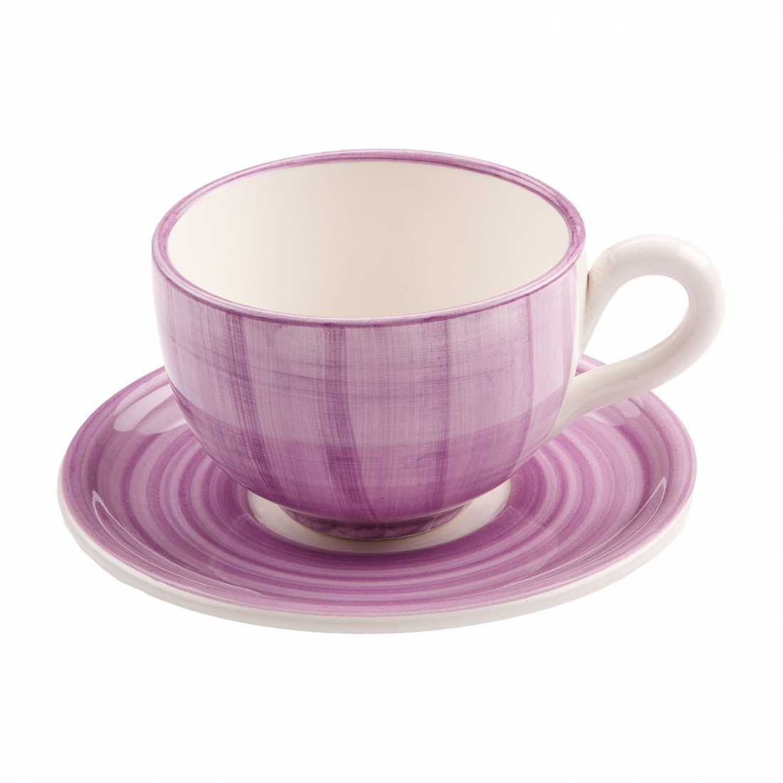 Positano Frühstückstasse Mit Lila Untertasse