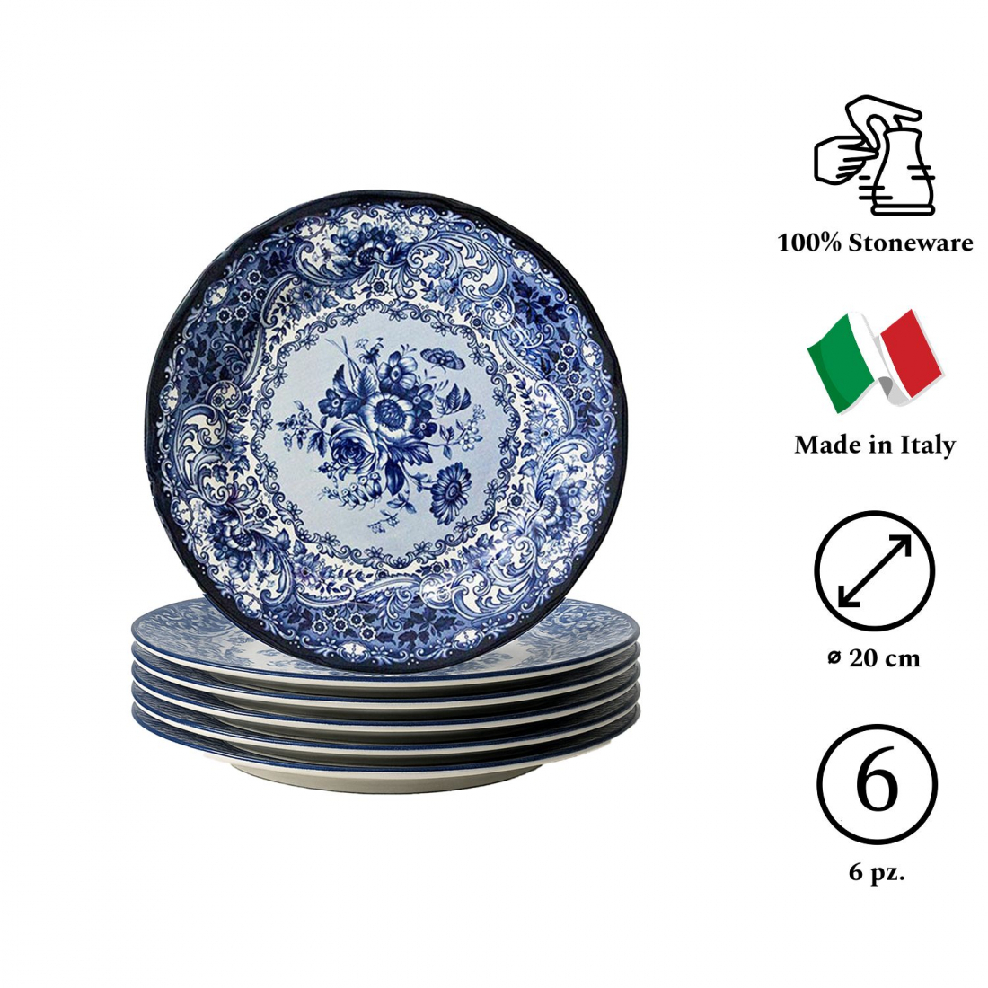 Old England Set Mit 6 Obsttellern