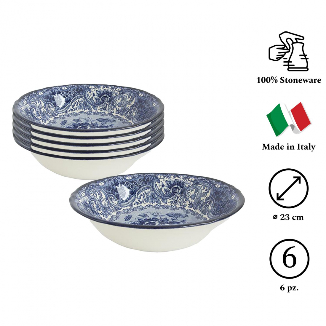 Old England Set Of 6 Deep Plates