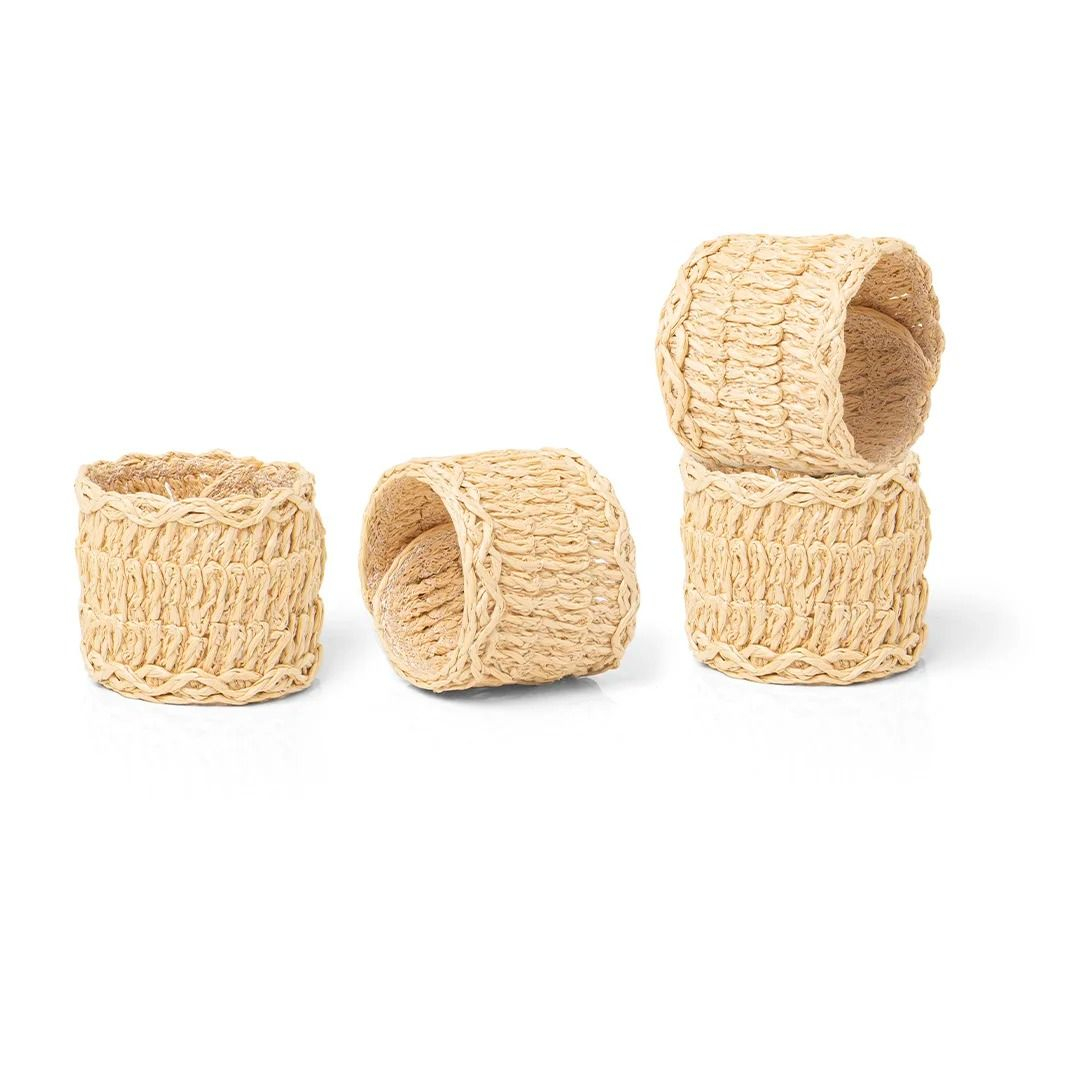 Set Of 4 Napkin Rings Brazil Nature Palha