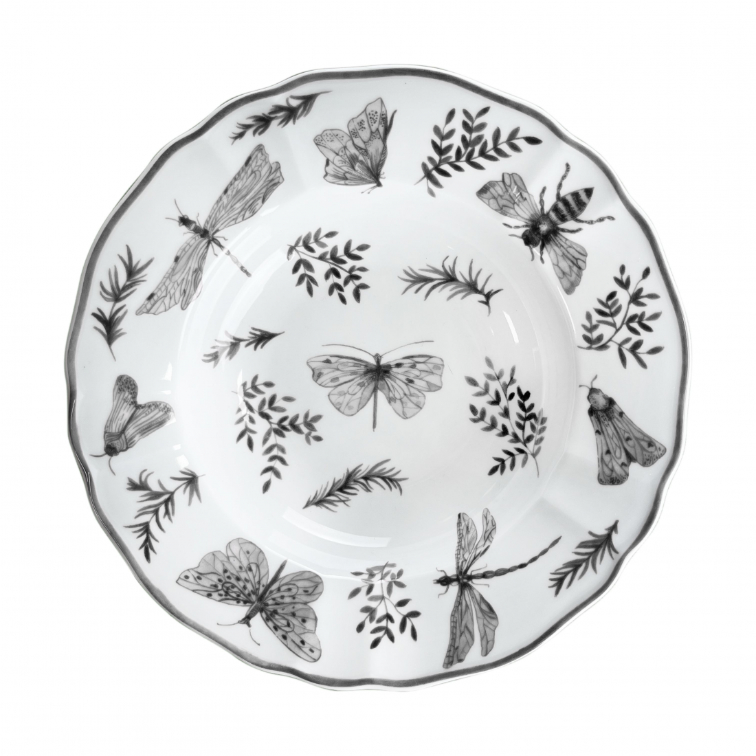 Sonia Set Mit 6 Schwarzen Suppentellern