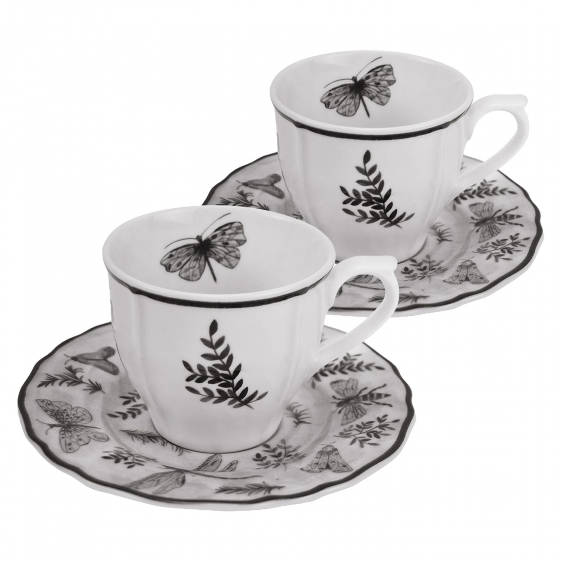 Sonia 2Er-Set Kaffeetassen Mit Schwarzer Untertasse