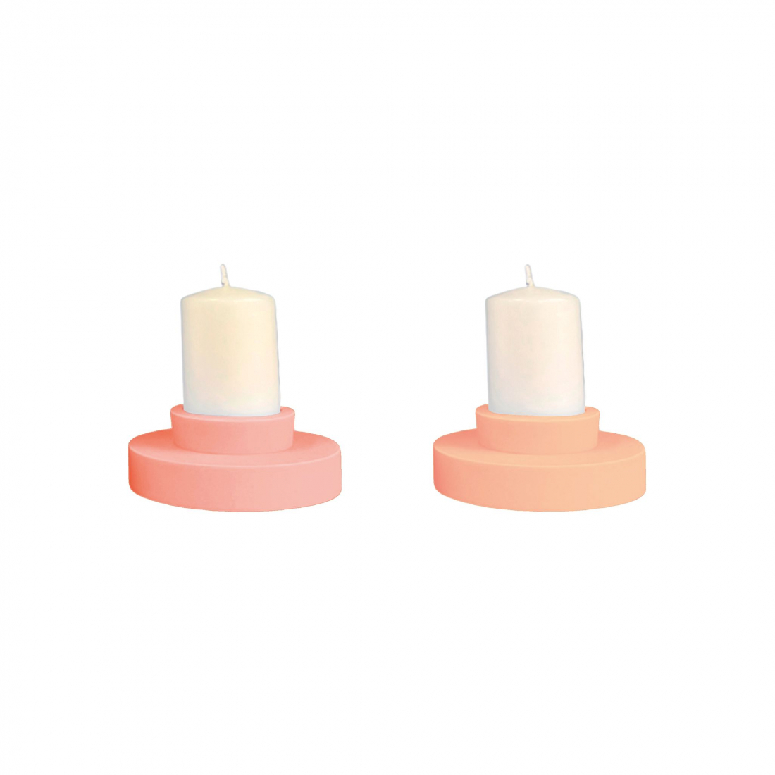 Set Of 2 Silicone Unbreakable Candle Holder- Flipp Small - Terra + Peach