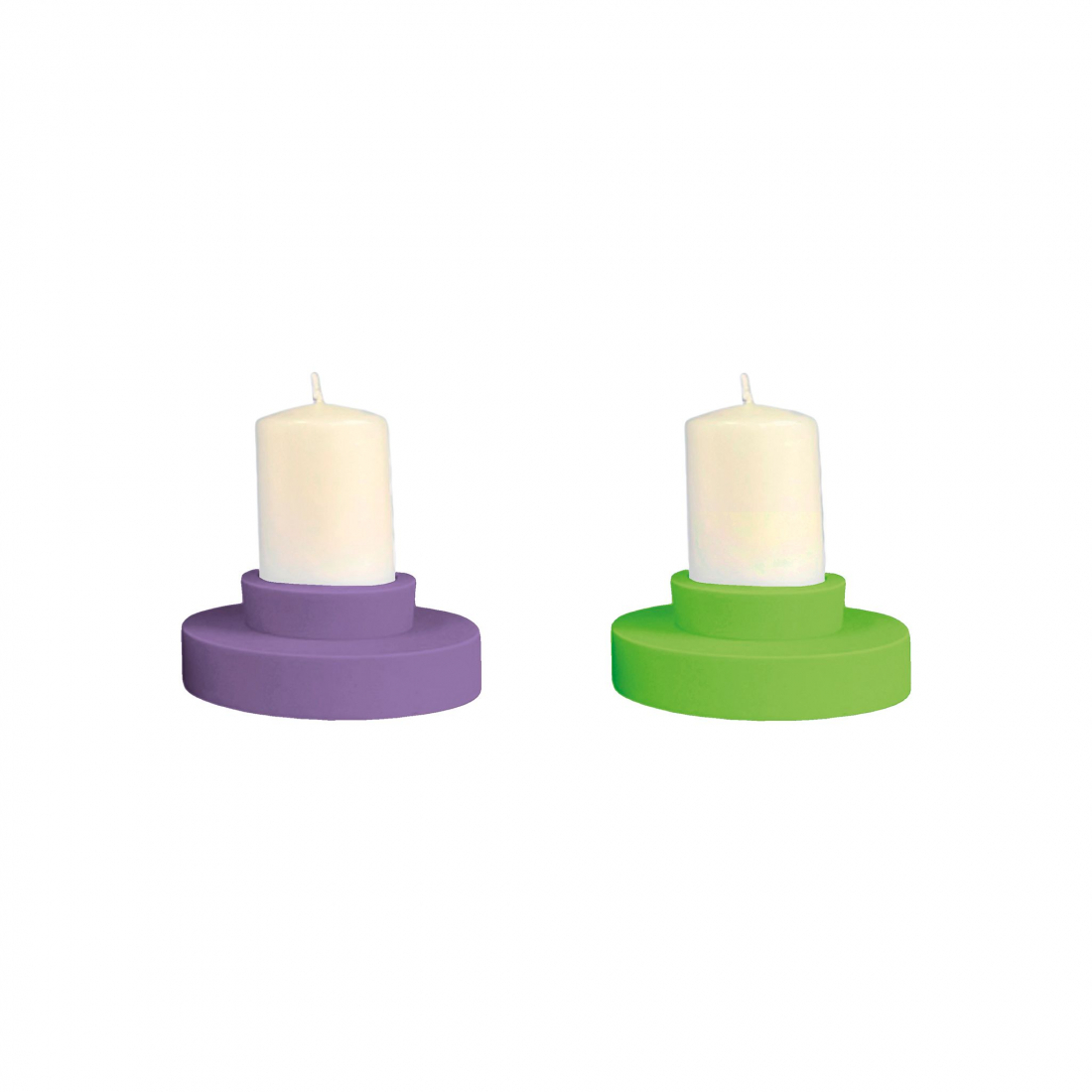 Lot De 2 Bougeoirs Incassables En Silicone - Flipp Large - Violette + Vert