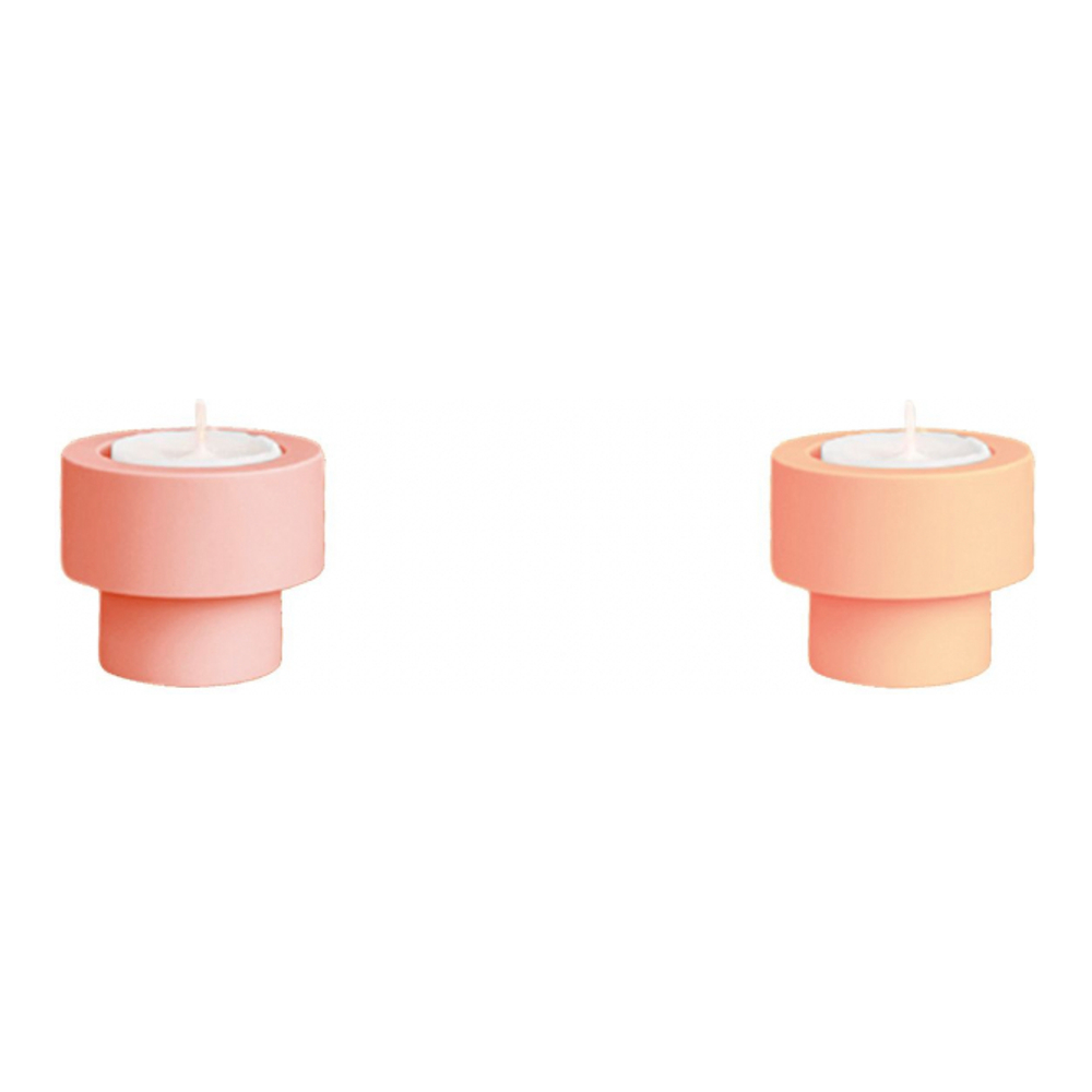 Set Of 2 Silicone Unbreakable Candle Holder- Flipp Small - Terra + Peach