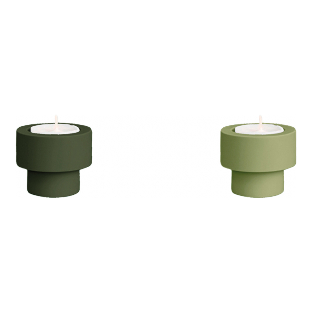 Set Of 2 Silicone Unbreakable Candle Holder- Flipp Small - Sage + Olive