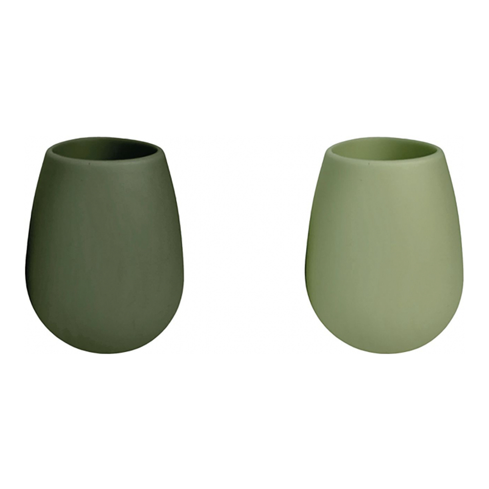 2Er-Set Unzerbrechliche Silikongläser - Fegg - Salbei + Olive