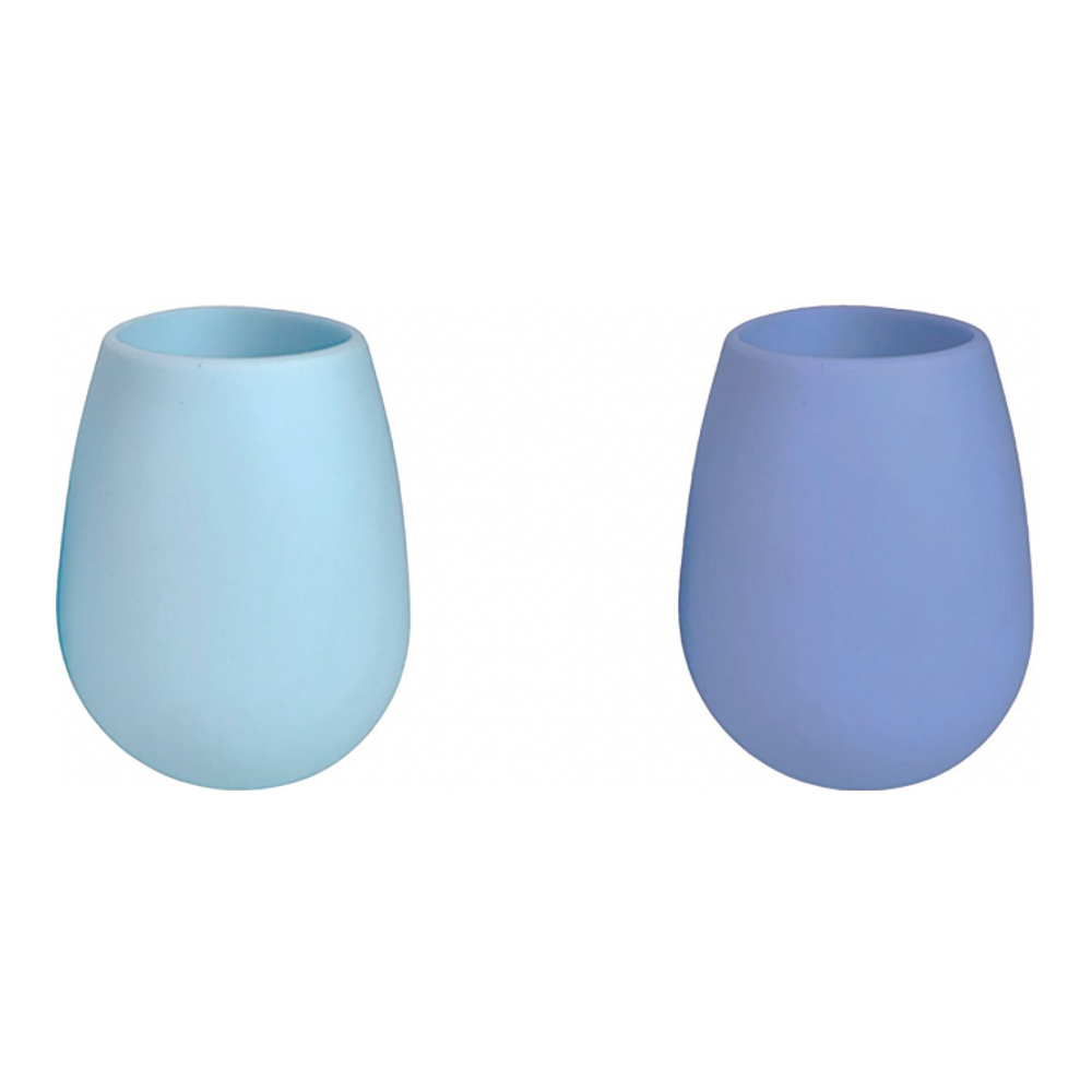 2Er-Set Unzerbrechliche Silikongläser - Fegg - Sky + Kingfisher