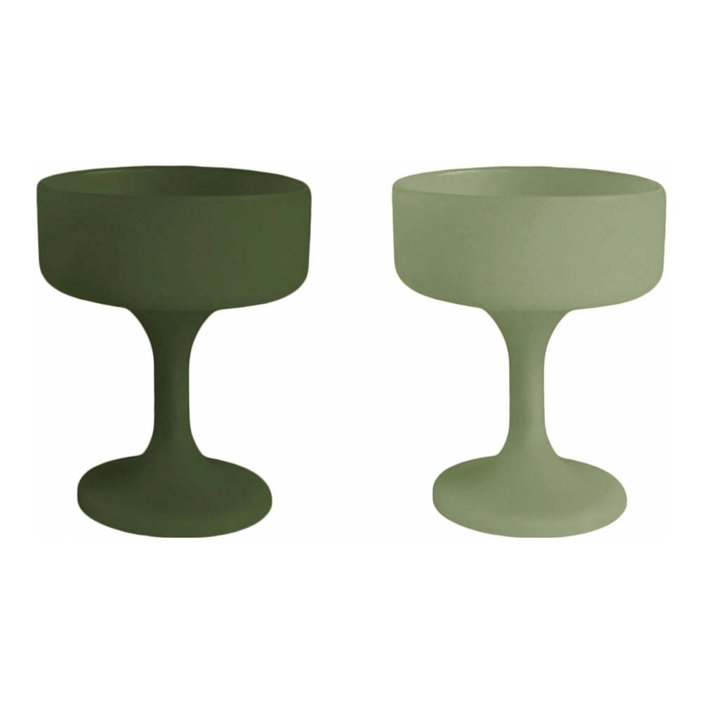 2Er-Set Unzerbrechliche Cocktailgläser Aus Silikon – Mecc – Salbei + Olive