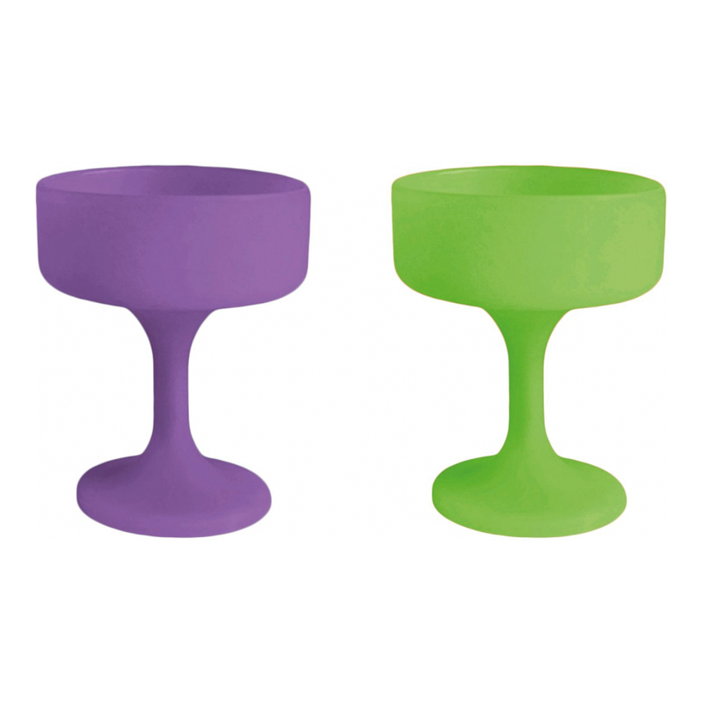 2Er-Set Unzerbrechliche Cocktailgläser Aus Silikon - Mecc - Violette + Vert