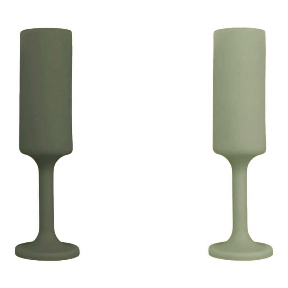 2Er-Set Unzerbrechliche Champagnerflöten Aus Silikon – Seff – Salbei + Olive