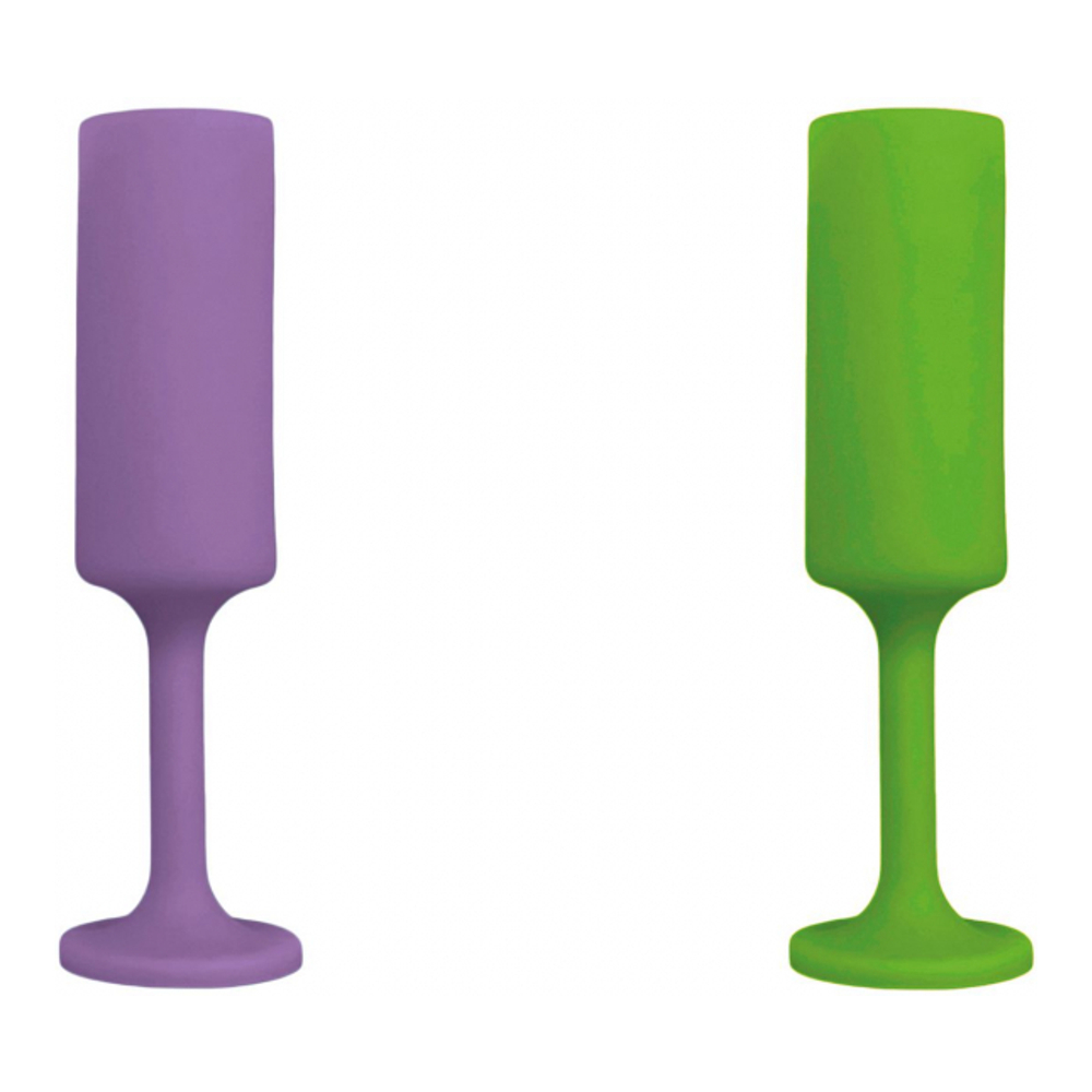 2Er-Set Unzerbrechliche Champagnerflöten Aus Silikon - Seff - Violette + Vert