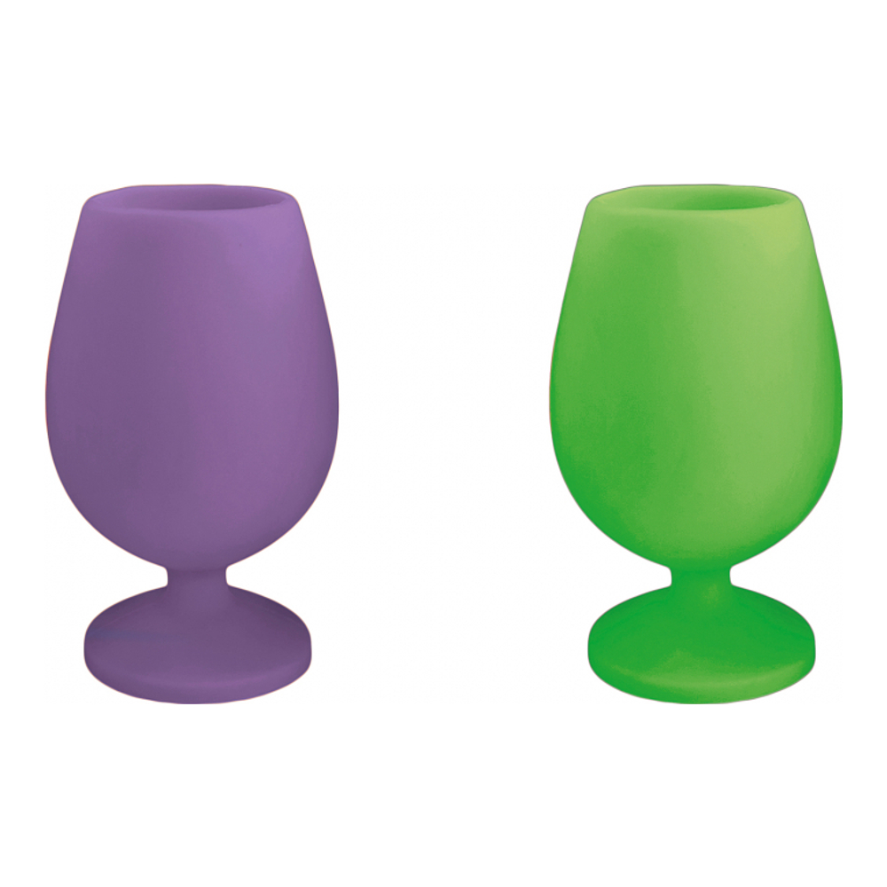 Set Of 2 Silicone Unbreakable Wine Glasses - Stemm - Violette + Vert