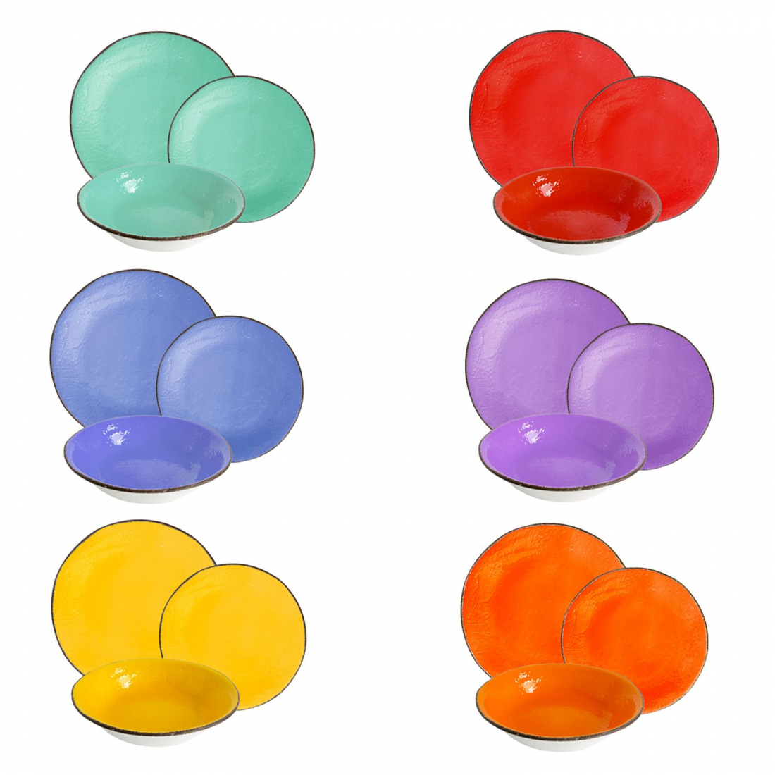 Ensemble D'Assiettes Arc-En-Ciel Preta 18 Pièces