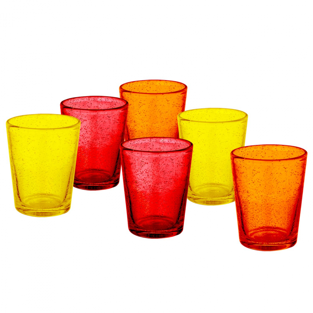 Matera 6Er-Set Mehrfarbige Trinkgläser, Warme Farben