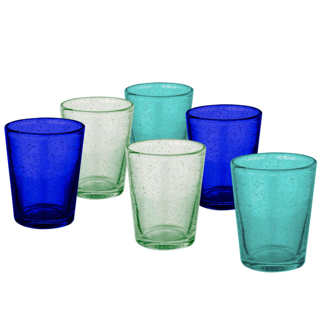 Matera Set 6 Mehrfarbige Grüne Trinkgläser