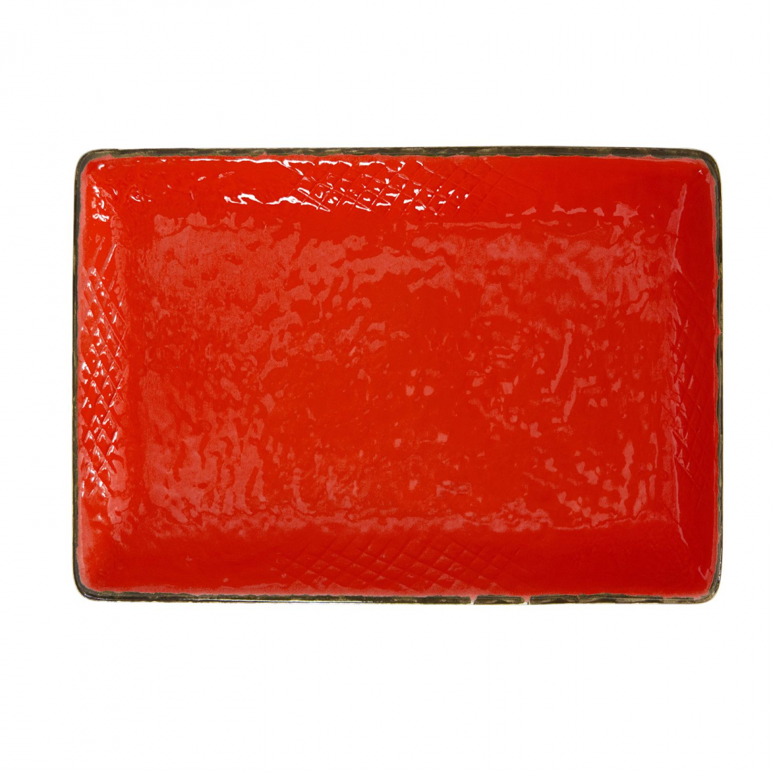Preta Rectangular Tray 32X26Cm Ceramic Red