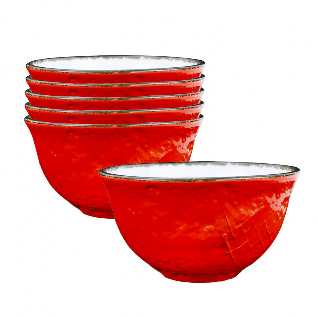 Ensemble De 6 Bols À Petit-Déjeuner Rouges Preta