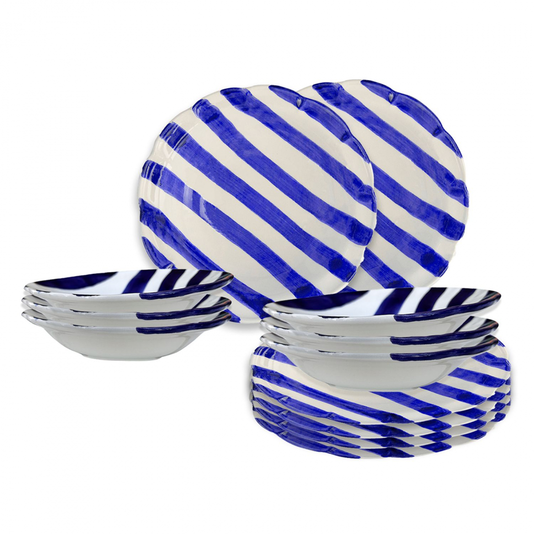 Turtle Neck Ribbon Set Of 12 Blue Plates