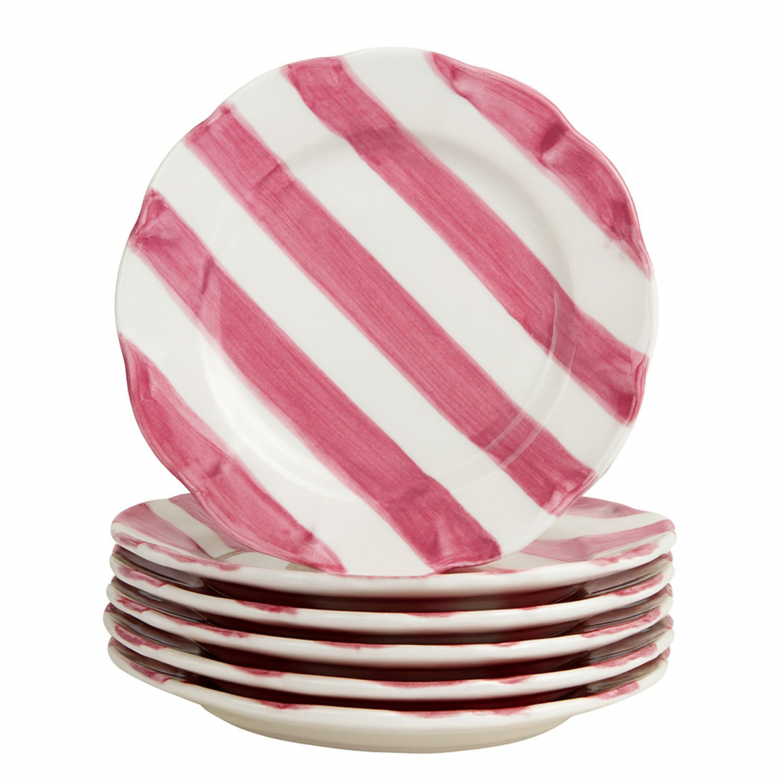 Dolcevita Ribbon Set Of 6 Pink Fruit Plates