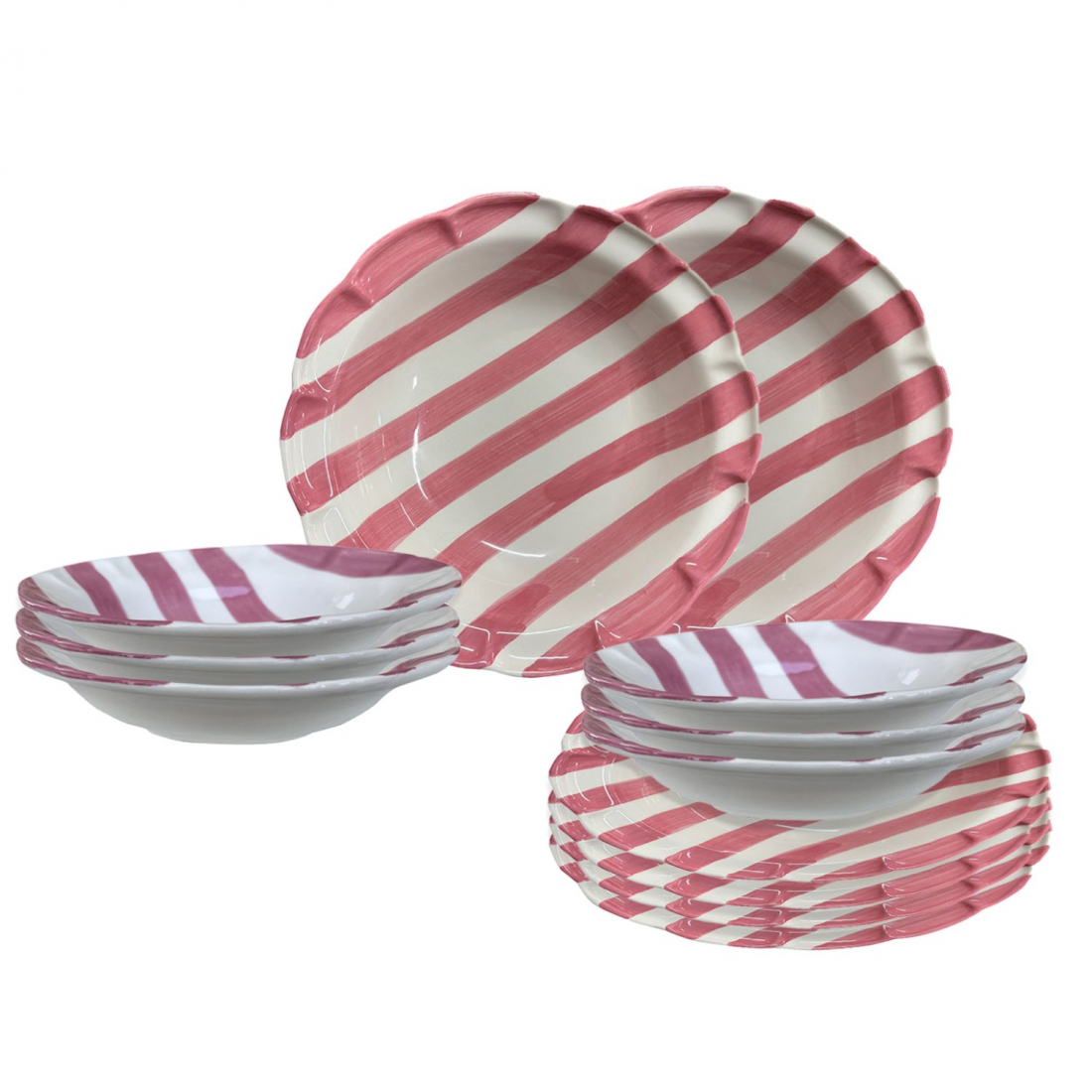 Turtleneck Ribbon Set Mit 12 Rosa Tellern