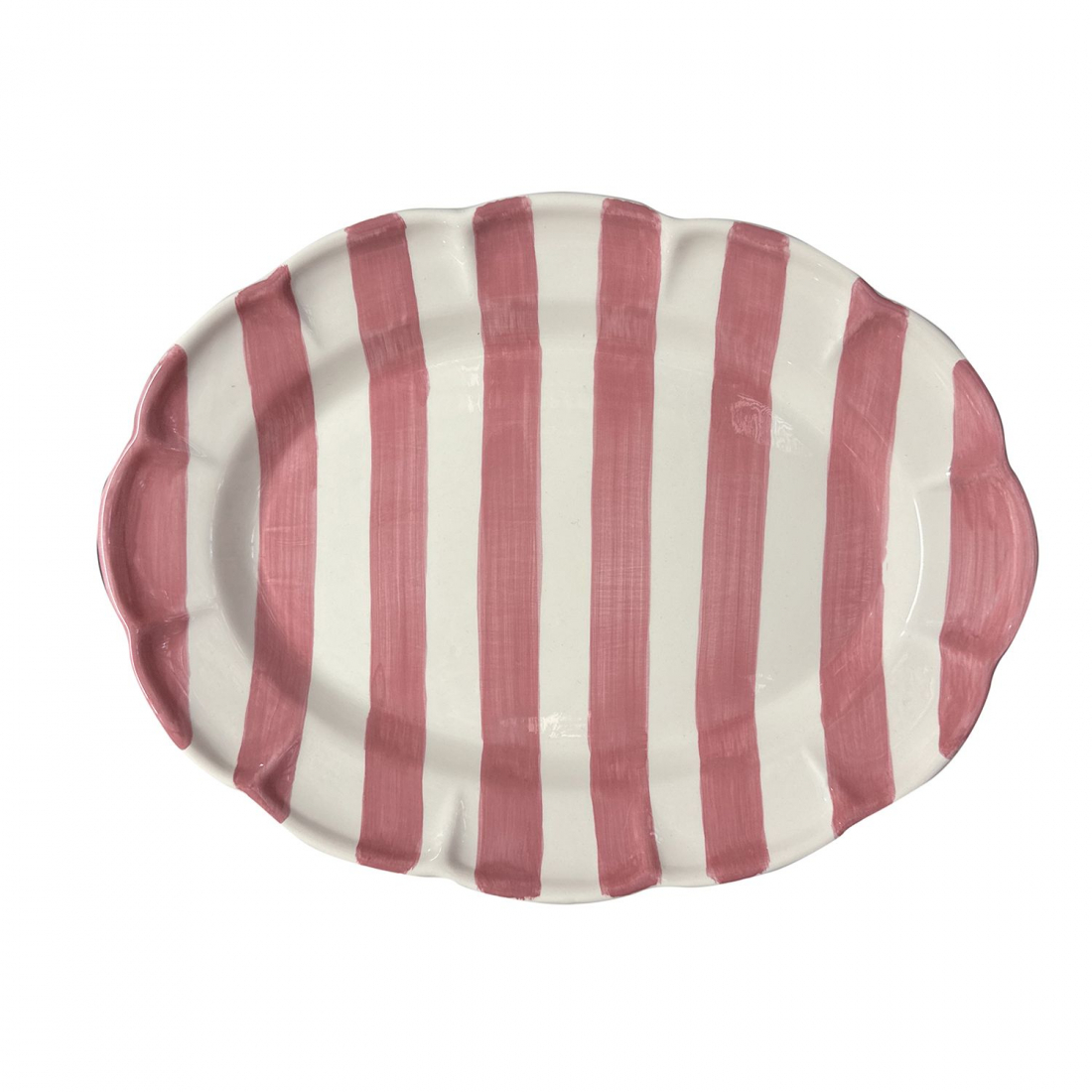 Turtleneck Ribbon Pink Oval Tray