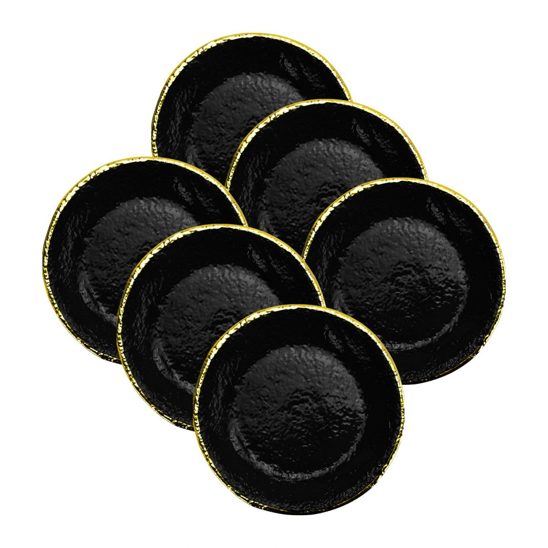 Preta Oro Lot De 6 Assiettes Plates En Céramique 26 Cm Noir