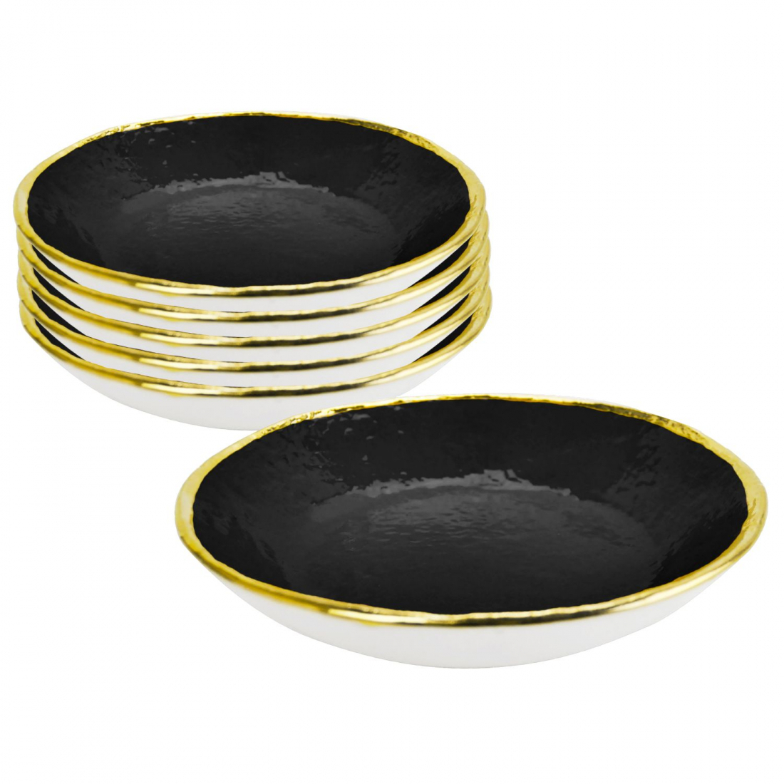 Preta Oro Set Mit 6 Tiefen Tellern, 21 Cm, Schwarze Keramik