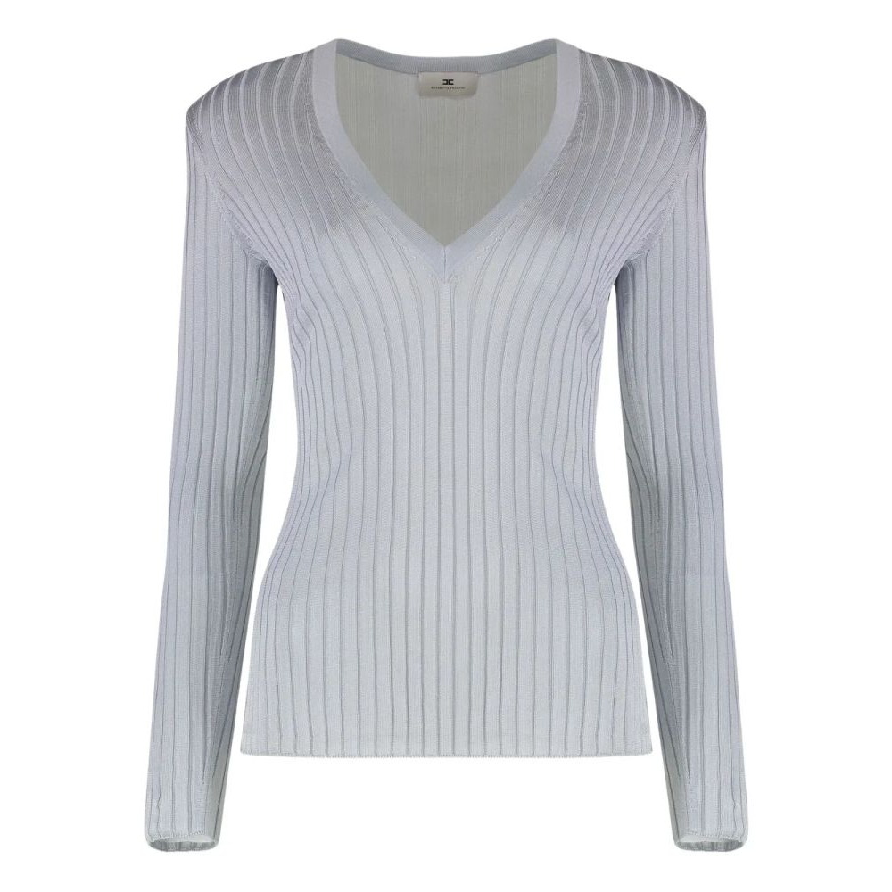 Top à manches longues 'Ribbed Padded-Shoulders' pour Femmes