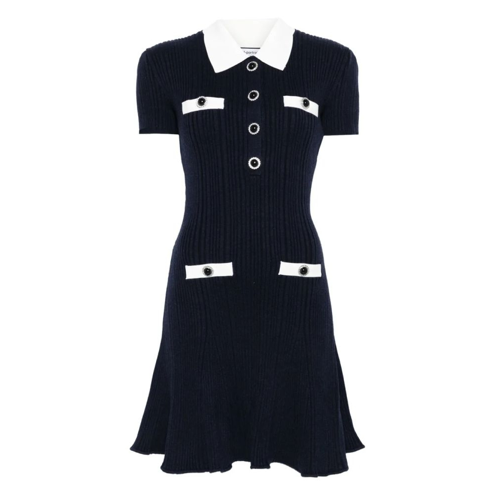 Robe mini 'Collared Button-Detail' pour Femmes