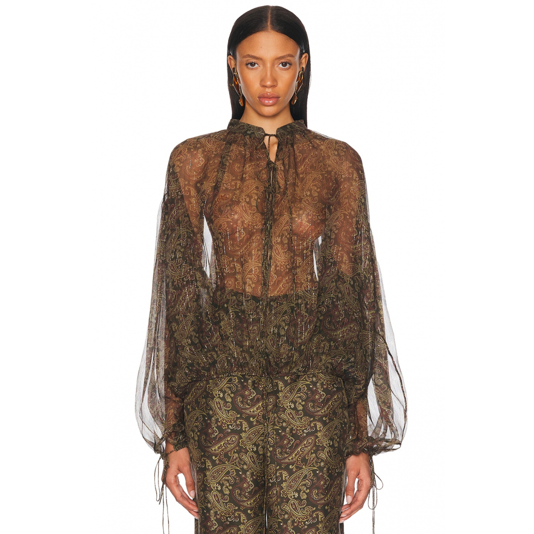 Blouse à manches longues 'Tie Neck' pour Femmes