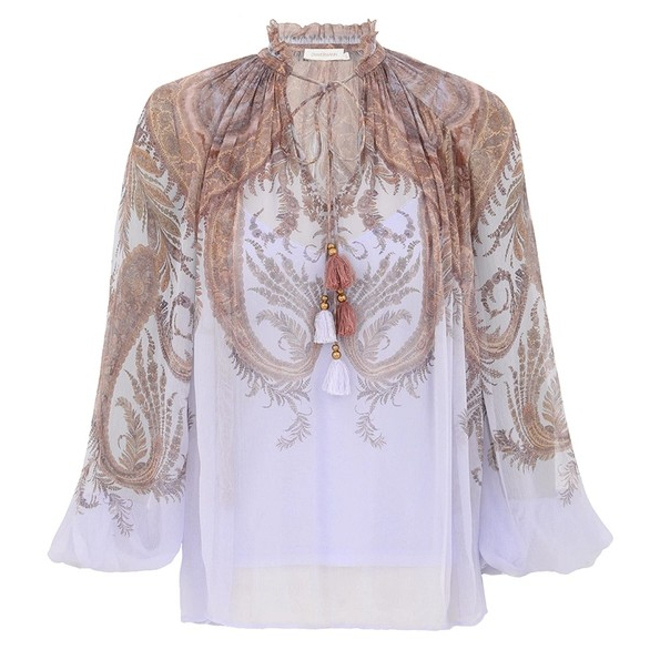 Blouse à manches longues 'Paisley-Print Ruffled' pour Femmes