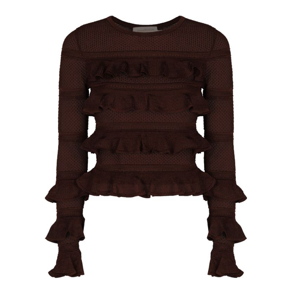 Blouse à manches longues 'Knit Top With Ruffles' pour Femmes