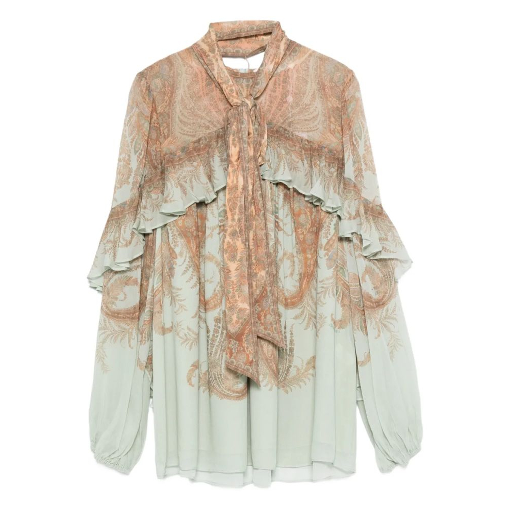 Blouse 'Paisley-Print Ruffled-Detail' pour Femmes