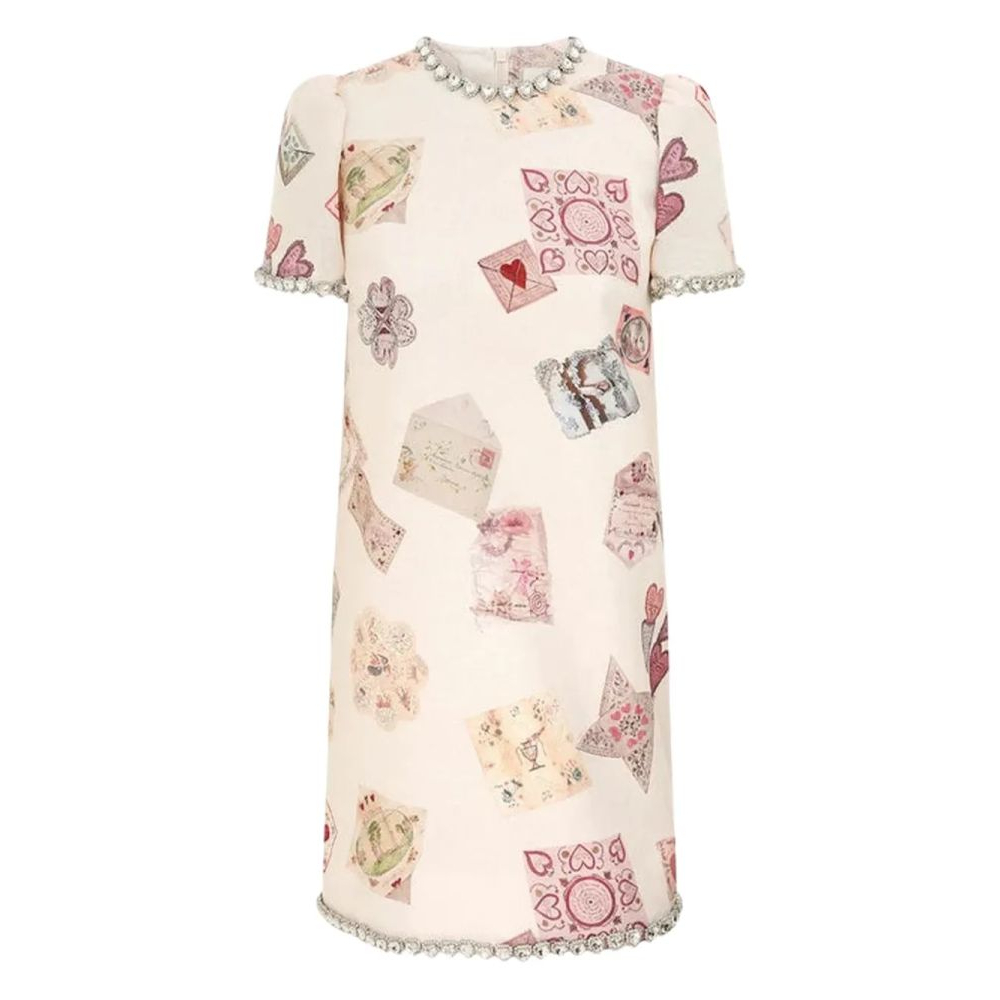 Women's 'Embellished-Neck Graphic-Print' Mini Dress