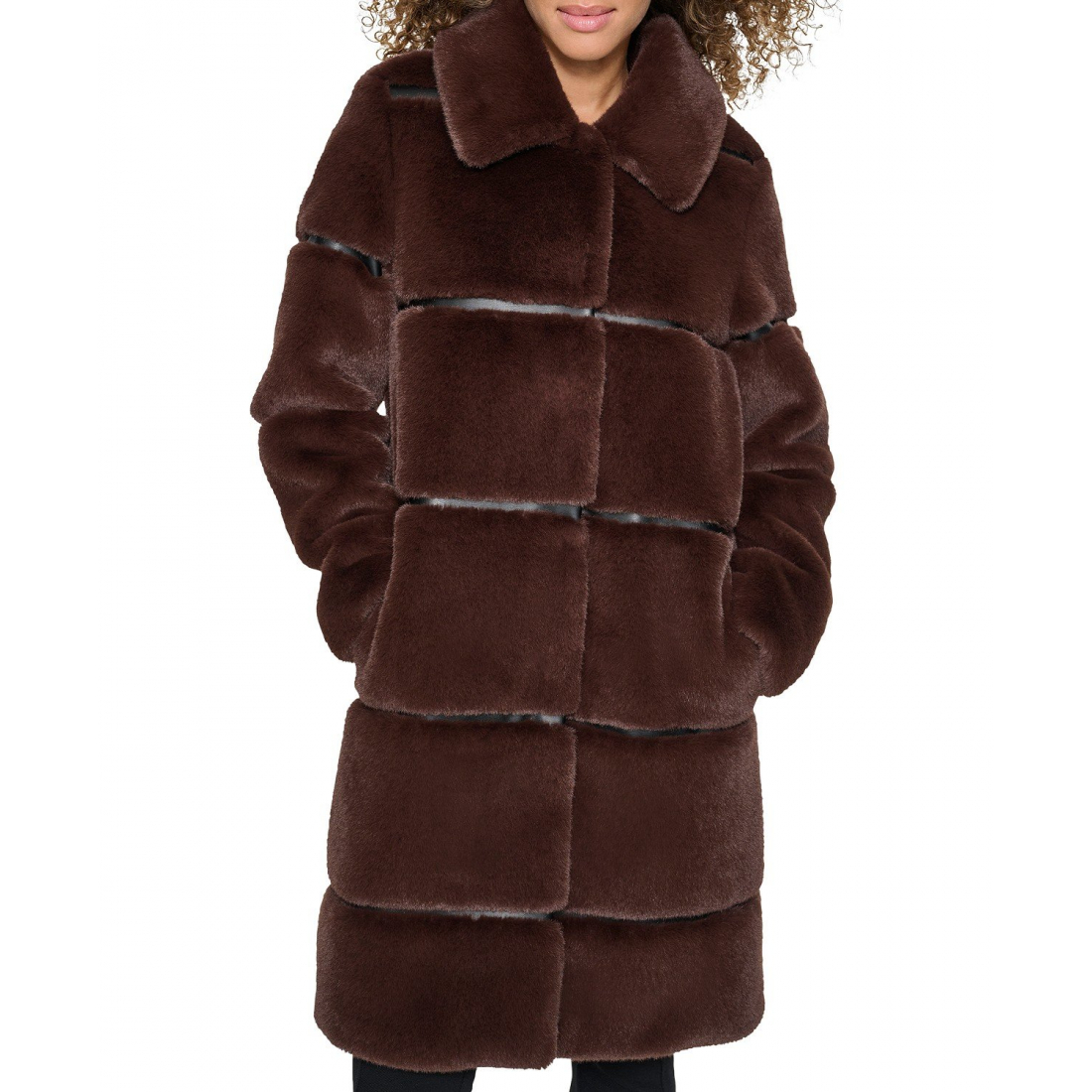 Manteau Teddy 'Womens Faux-Leather Trim Faux-Fur' pour Femmes
