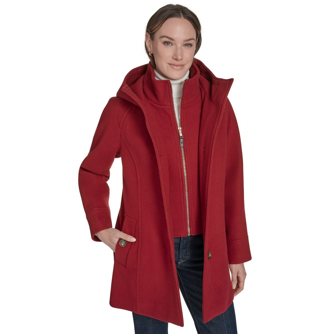 Manteau 'Hooded Button-Front' pour Femmes