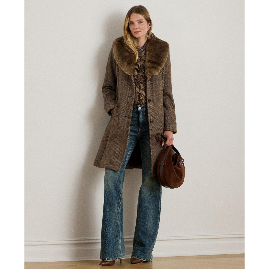 Manteau 'Faux-Fur-Collar' pour Femmes